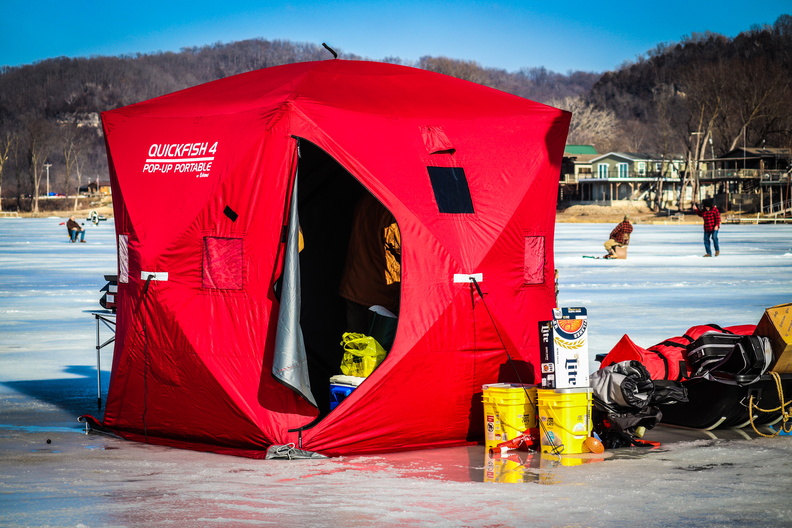 shanty ice fishing fisheree winter river