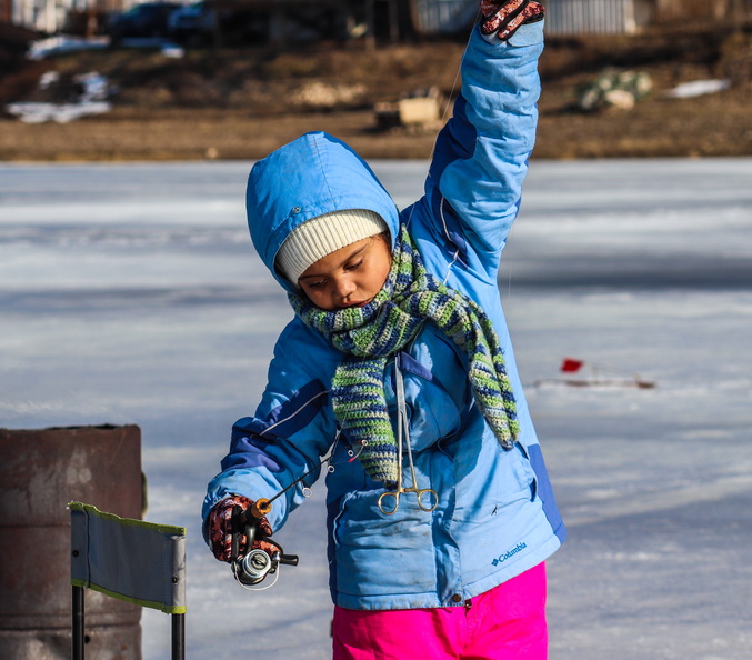 ice fishing fisheree kid kids people winter