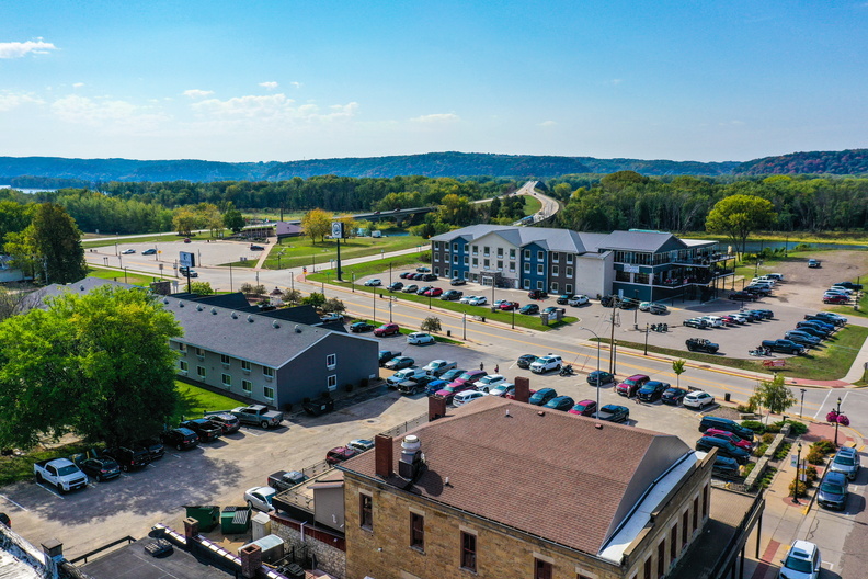 downtown hotel backwater river district river bridge summer