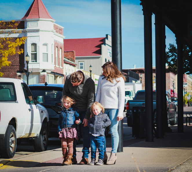 family downtown kid kids family people fall